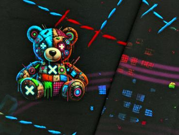 Eigenproduktion French Terry Panel Techno Teddy Cuddle Me Wild  75 x 165 cm
