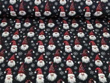 Preview: Eigenproduktion Rib Jersey Wichtel auf Nachtblau