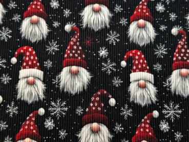 Preview: Eigenproduktion Rib Jersey Wichtel auf Nachtblau