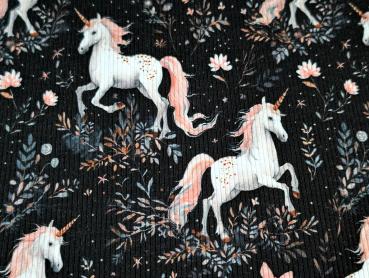 Preview: Eigenproduktion Rib Jersey Unicorn Nachtblau