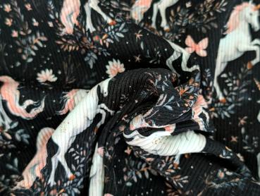 Preview: Eigenproduktion Rib Jersey Unicorn Nachtblau