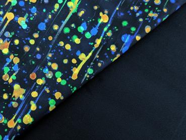 Softshell Digitaldruck Farbkleckse auf Schwarz