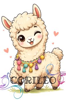 Preview: Digitales Stoffdesign Freches Alpaka Pastell + PNG