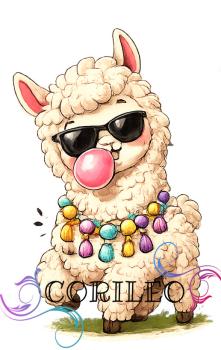 Preview: Digitales Stoffdesign Freches Alpaka Bubble Blase + PNG - Kopie