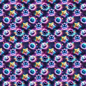 VB - Eigenproduktion Lustige Gesichter als Kreise und Sterne auf Blau