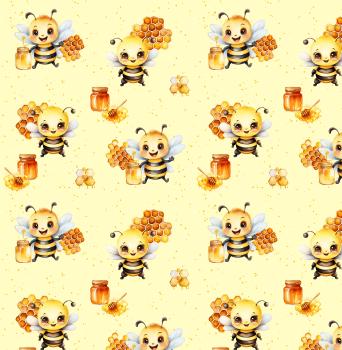 Preview: VB - Eigenproduktion Fleißige Bienen mit Waben auf Gelb