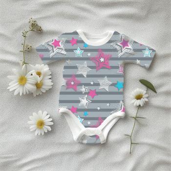 VB - Eigenproduktion Streifen Sterne Rosa/Weiß