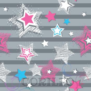 VB - Eigenproduktion Streifen Sterne Rosa/Weiß