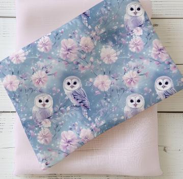 Preview: VB - BIO Eigenproduktion Schneeeulen auf Eisblumen Hellblau