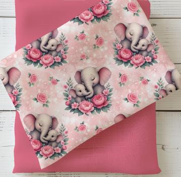 Preview: VB - Eigenproduktion Elefanten auf Rosen Rosa