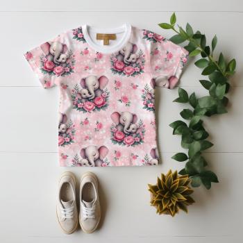 VB - Eigenproduktion Elefanten auf Rosen Rosa