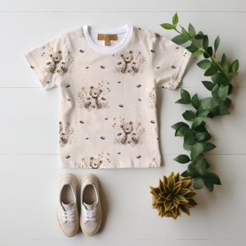 Preview: VB - Eigenproduktion Teddybär Blumen auf Creme