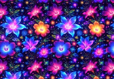 VB - Fluoreszierende Blüten Stoff – Eigenproduktion | Jersey & French Terry
