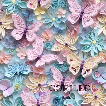 VB - BIO Eigenproduktion 3D Pastell Blumen und Schmetterlinge