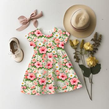 Preview: VB - Sommerblüten Hibiskus Stoff – Eigenproduktion | Jersey & French Terry