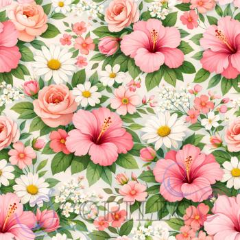 VB - Sommerblüten Hibiskus Stoff – Eigenproduktion | Jersey & French Terry