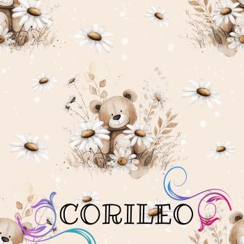 VB - Eigenproduktion Teddybär Blumen auf Creme