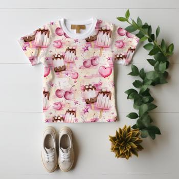 VB - Eigenproduktion Sweet Eiscreme mit Marshmallow und Kirschen auf Rosa / Vanille