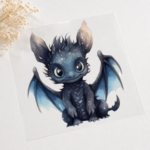Bügelbild Drache Nachtblau