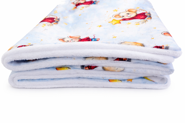 Babydecke 75x100 cm mit Sternenmaus – Baumwolle & Minky Fleece, handgemacht, leicht & vielseitig