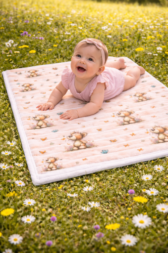 Babydecke 75x100 cm mit Schmetterling Teddy – Baumwolle & Minky Fleece, handgemacht, leicht & vielseitig
