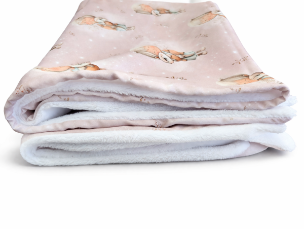 Babydecke 75x100 cm mit Otter Mädchen – Baumwolle & Minky Fleece, handgemacht, leicht & vielseitig