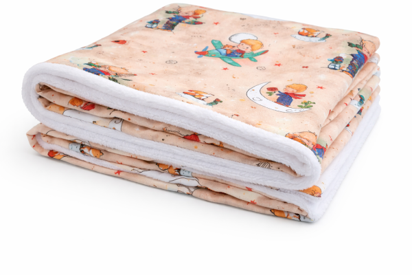 Babydecke 75x100 cm mit Entdecker Boy – Baumwolle & Minky Fleece, handgemacht, leicht & vielseitig - Kopie