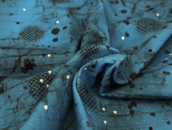 Eigenproduktion Baumwolljersey Panel + Kombi Kleiner Rebell auf Türkis 65x165 cm