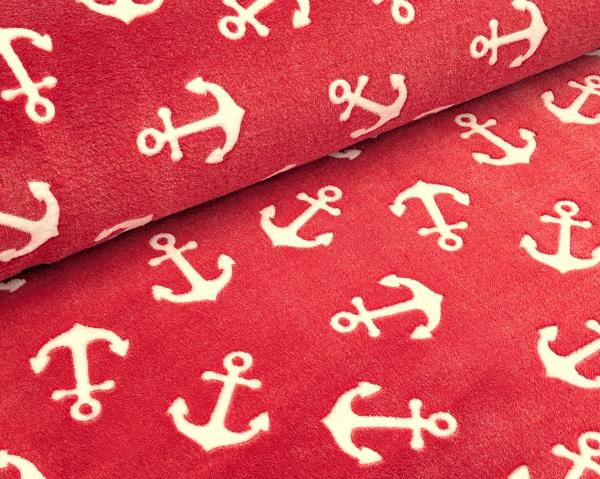 Jacquard Fleece Anker auf Rot