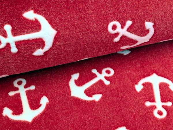 Jacquard Fleece Anker auf Rot