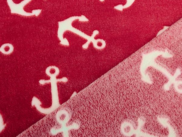 Jacquard Fleece Anker auf Rot