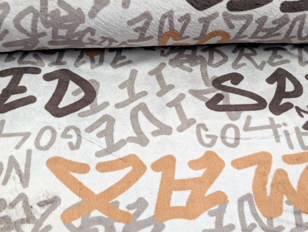 Cuddle Fleece Schrift Grau/Braun