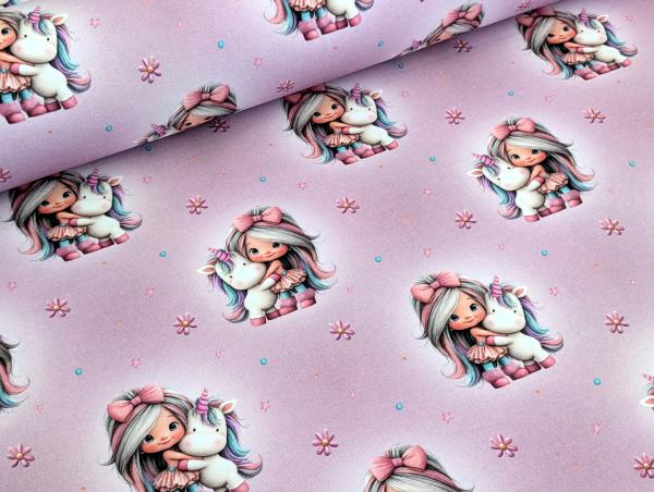 Eigenproduktion French Terry Rainbowgirl auf Meliert Rosa