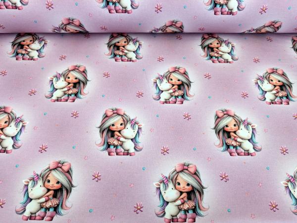 Eigenproduktion French Terry Rainbowgirl auf Meliert Rosa