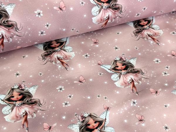 Eigenproduktion Rip Jersey Schmetterlingsfee auf Altrosa