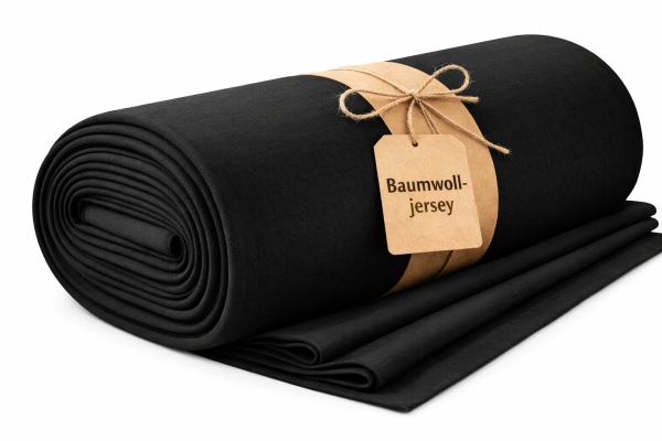 Baumwolljersey Schwarz – OEKO-TEX Standard 100 – 165 cm breit – 210 g/m²