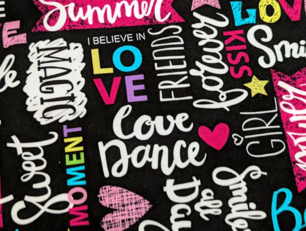 Eigenproduktion Baumwolljersey Magic Girl Summer auf Schwarz