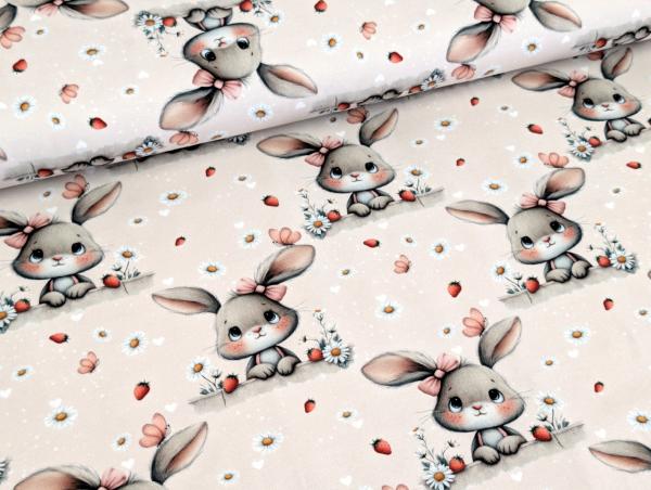 Eigenproduktion Baumwolljersey Hasenmädchen Gänseblümchen