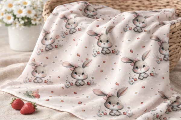 Eigenproduktion Baumwolljersey Hasenmädchen Gänseblümchen