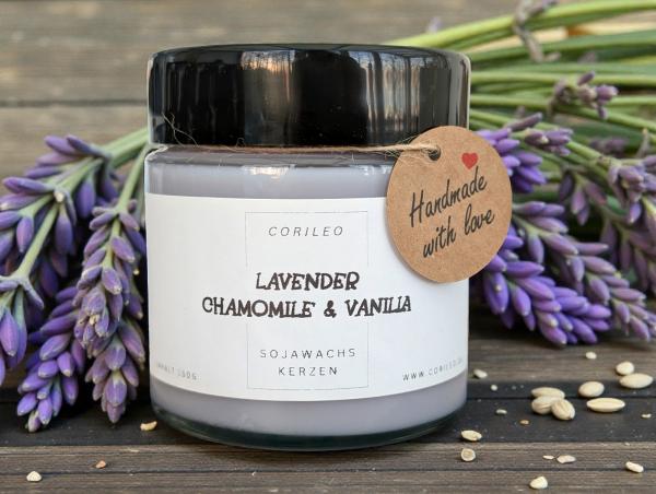 Duftkerze im Glas Lavender , Chamomile & Vanilla