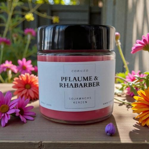 Duftkerze im Glas Schwarze Pflaume u. Rhabarber