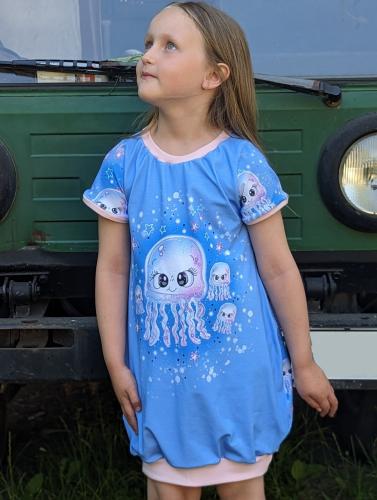 Ballonkleid Kinder Kurzarm Qualle Baumwolle Öko-Tex 100