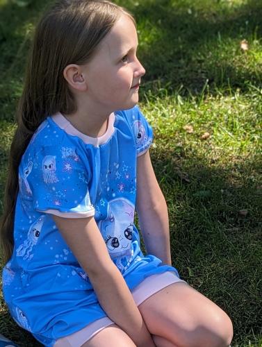 Ballonkleid Kinder Kurzarm Qualle Baumwolle Öko-Tex 100