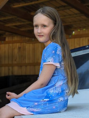 Ballonkleid Kinder Kurzarm Qualle Baumwolle Öko-Tex 100
