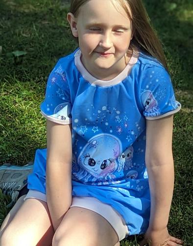 Ballonkleid Kinder Kurzarm Qualle Baumwolle Öko-Tex 100