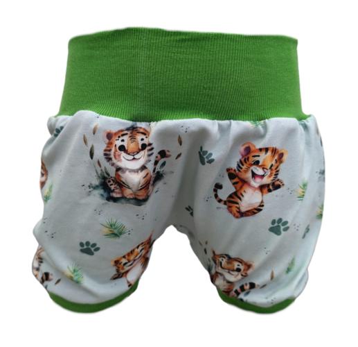 Kurze Pumphose Fröhlichem Tiger – Leichte Sommerhose aus Baumwolljersey