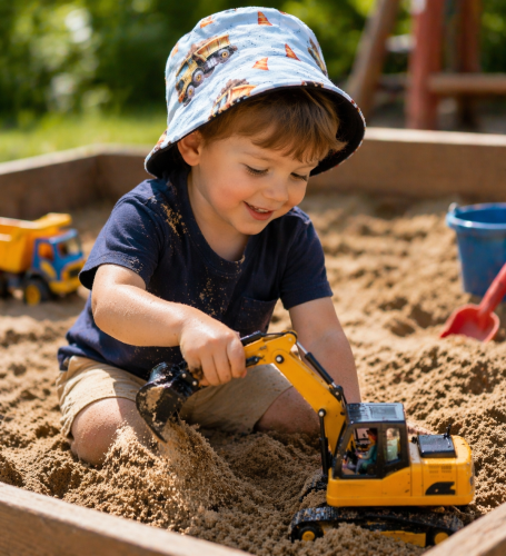 Sonnenmütze S–XL Baustellen Motiv