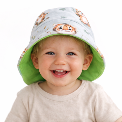 Sonnenmütze S–XL mit Tiger-Motiv