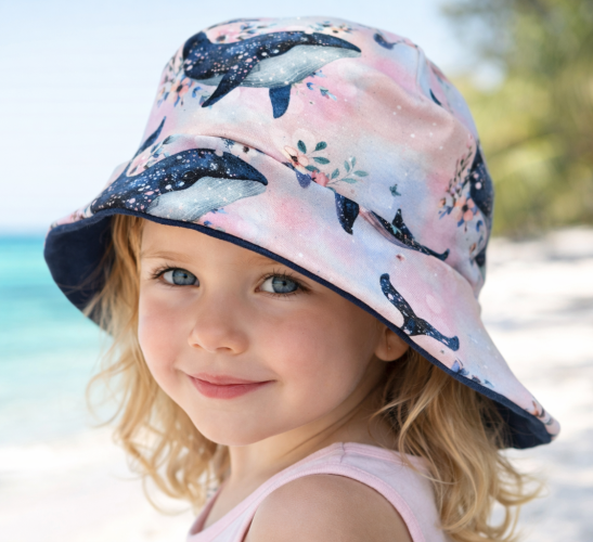 Sonnenmütze S–XL mit Wale Motiv
