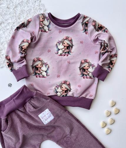 Eigenproduktion French Terry Rainbowgirl auf Meliert Rosa - N -